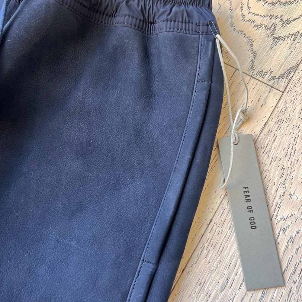 Fear of God Leather Dark Blue/Navy Nubuck Joggers size Small Used - Picture 4 of 15